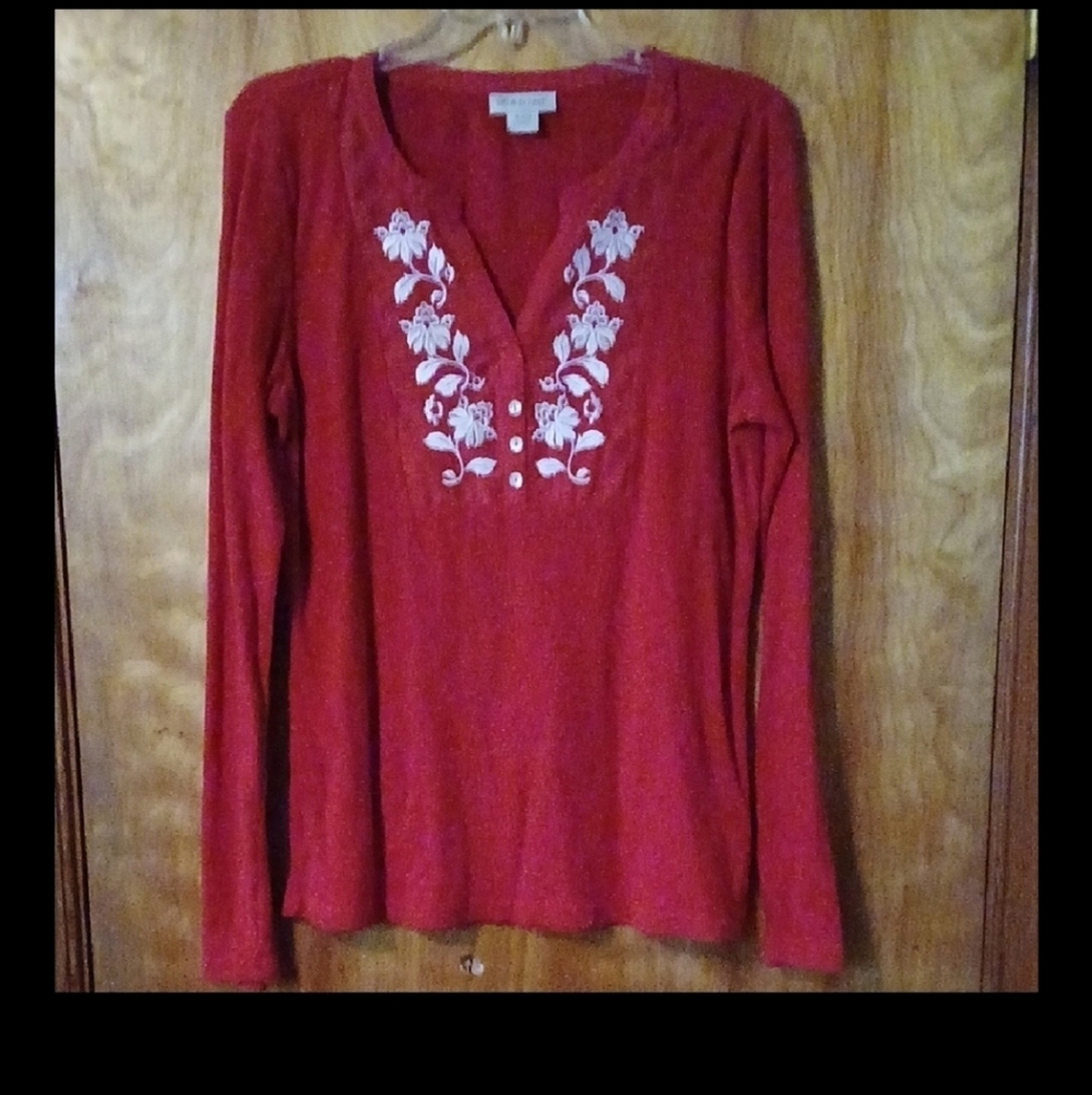 Ariat Red Embroidered Women's Top XL